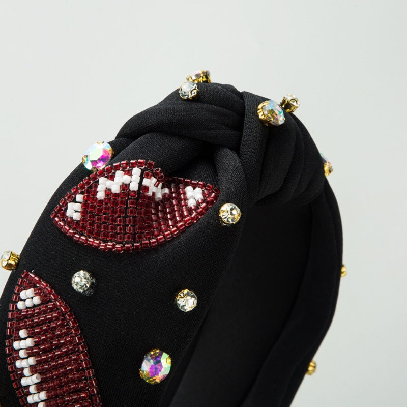 Wholesale High Quality Rhinestone Hand-sewn Football Pearl Headband
